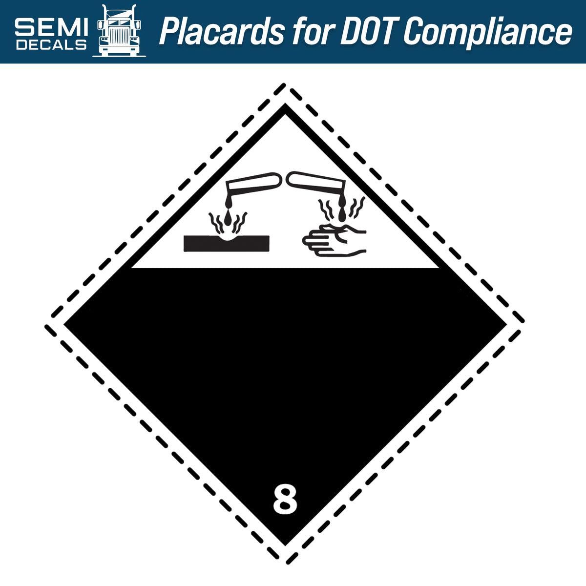 Hazard Class 8 Corrosive Placard Semi Decals