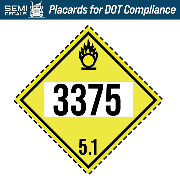 Hazard Class 5: Oxidizer UN # 3375 Placard